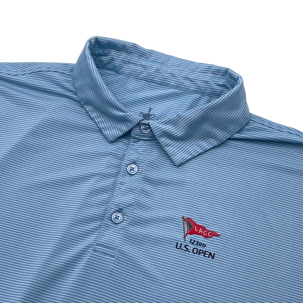 LACC 123rd US Open Mens Golf Performance Polo Shirt Blue Stripe 2XL Stretch‎